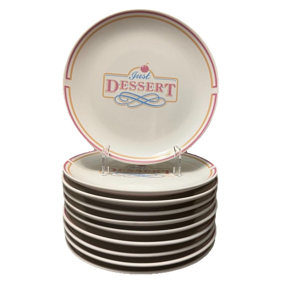 Himark Just Dessert Salad Plates Set of 10 Japan Retro Pink‎ Yellow 7.5"